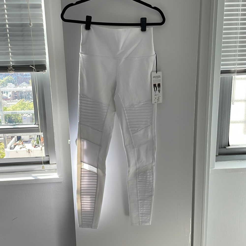 Alo High Waisted Moto Legging - White. New with tags. Size medium.